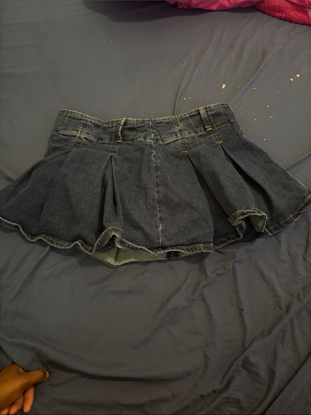 Roma Dark Blue Denim Ruffled Mini Skirt